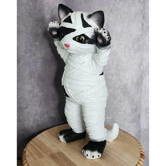 Halloween Black Cat Mummy Resin Figurine Statue Prop Decor Kitten 11.5"‎ NEW - Picture 6 of 6